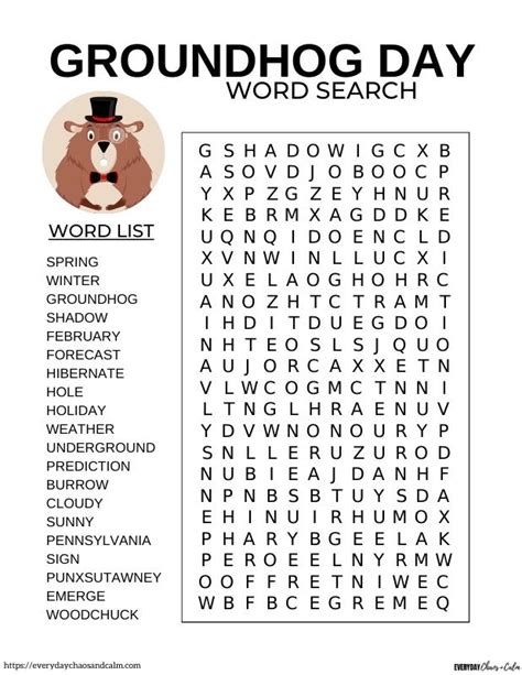 Groundhog Day Word Search