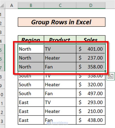 Grouping Rows in Excel