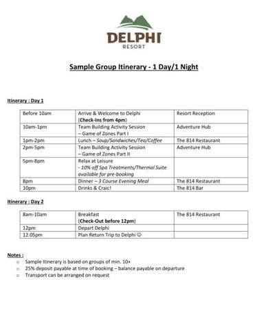 Group Travel Itinerary Template