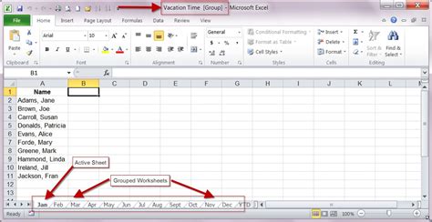 Grouping Tabs Excel Advanced