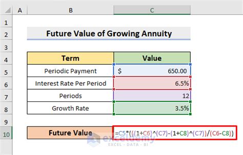 Growing Annuity Formula Excel 2