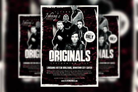 A flyer template with a grunge music-inspired design