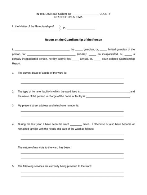 Oklahoma Guardianship Forms Format