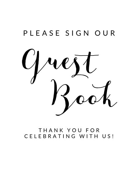 Guest book sign templates free