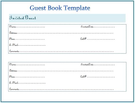 Guest book sign templates word