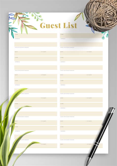 Guest list printables for a stress-free big day