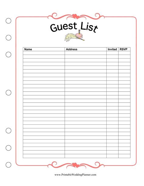 Guest List Template 2