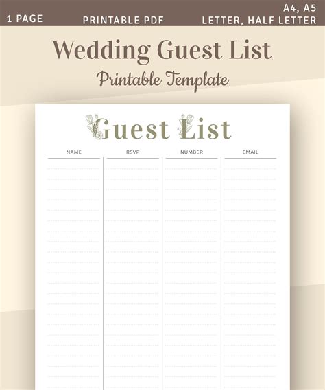 Guest List Template 4