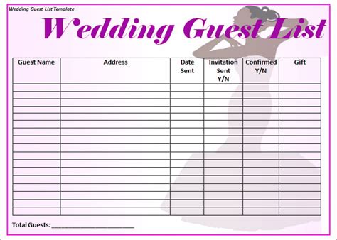 Guest List Template 6