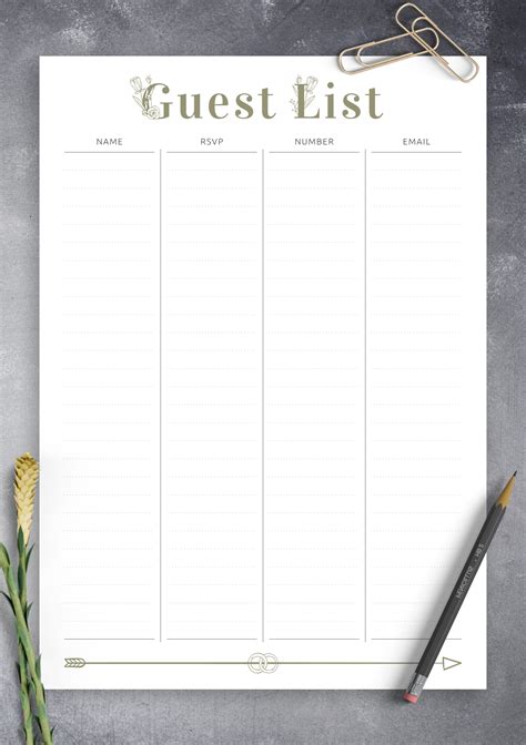 Guest List Template PDF