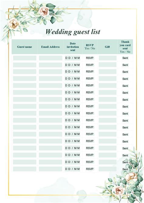 guest list templates usage