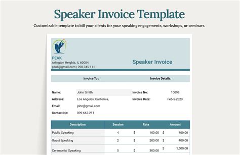 Guest Speaker Invoice Template 1