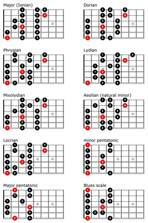 A diagram of guitar scales