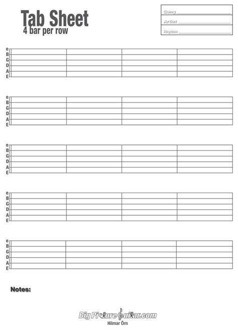 Guitar tab template for beginners