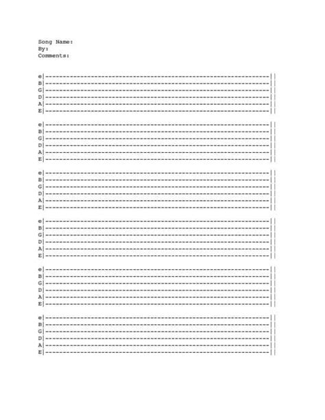 Guitar Tab Template Word