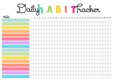 Habit tracker printable