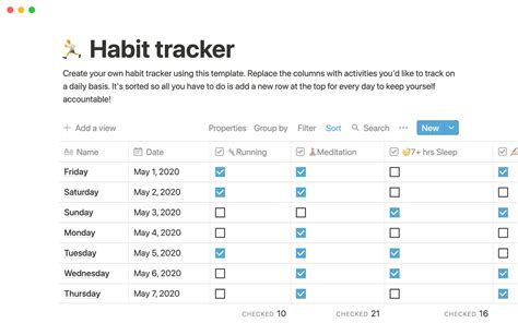 Habit Tracker Template Notion