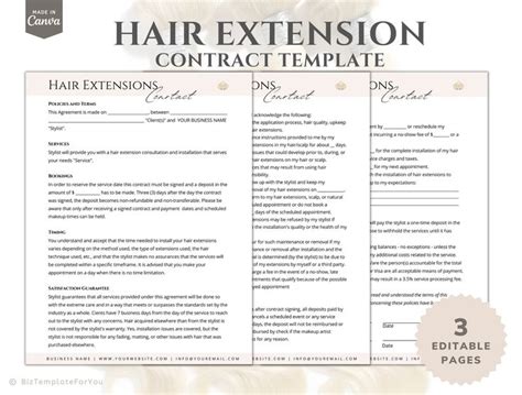 Hair extension contract template for salon owners