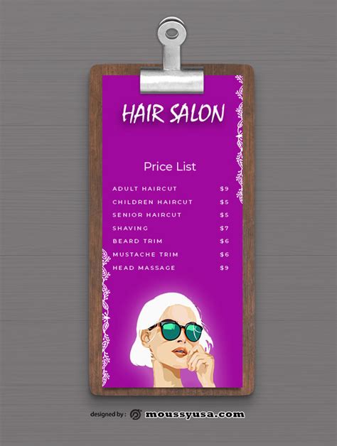 Hair Salon Menu Template PSD