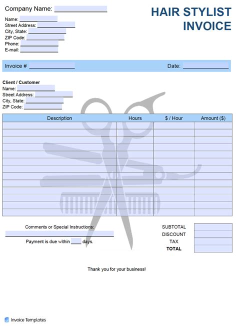 Hair Salon Receipt Template EXCEL