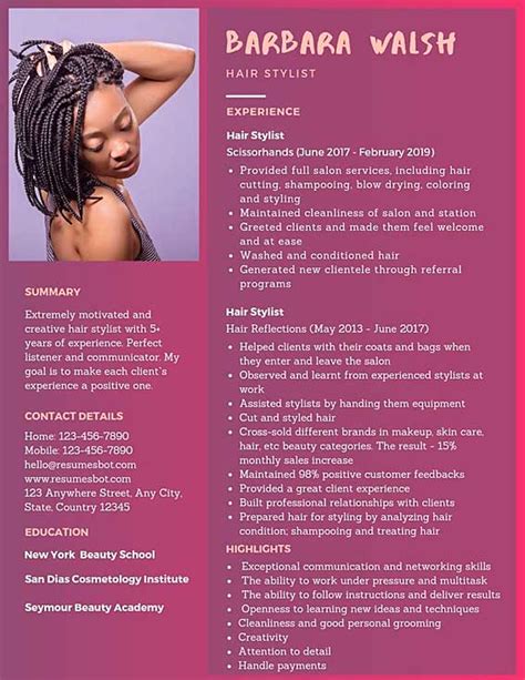 Hair Stylist Resume Template Word