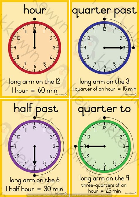 Half-Hour and Quarter-Hour Clock Face