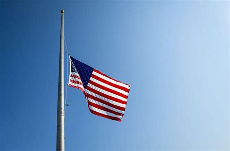 A flag flying at half-mast