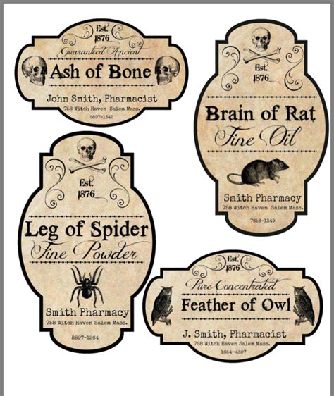 Halloween Apothecary Labels