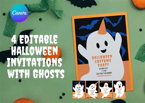 Halloween Birthday Invitation Templates with Ghosts