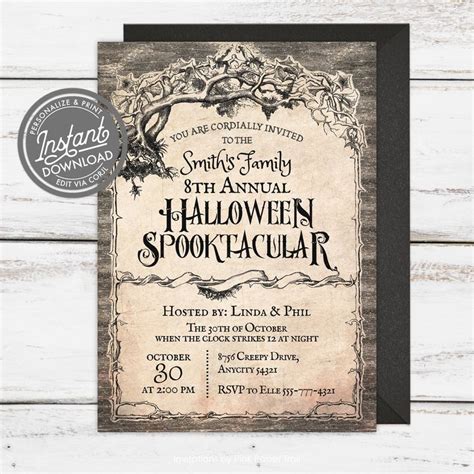 Halloween Birthday Invitation Templates with Haunted Mansion