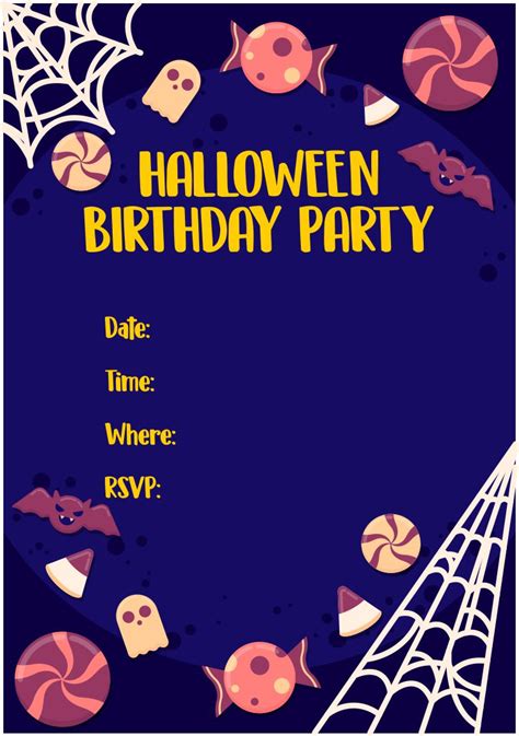 Halloween Birthday Invitation Templates with Witch