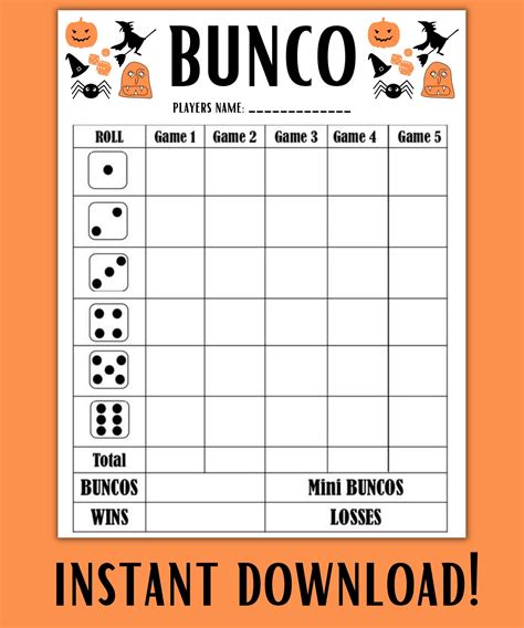 Halloween Bunco Game Night