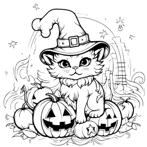 Halloween cat coloring pages for adults gallery