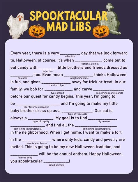 Spooky Halloween Mad Libs