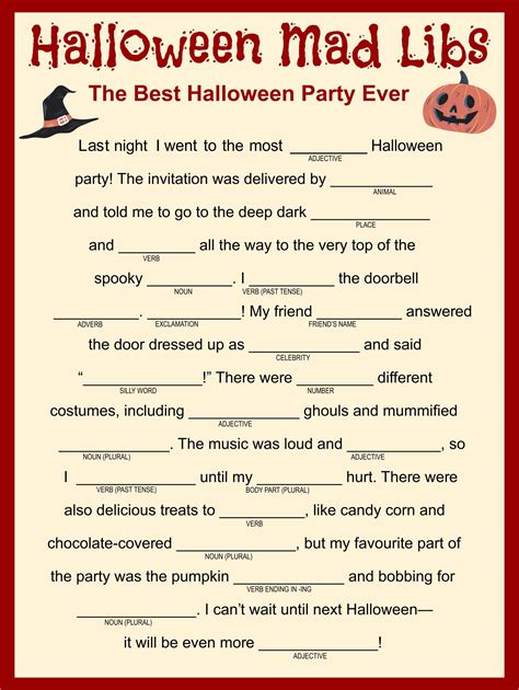 Halloween Mad Libs for Adults