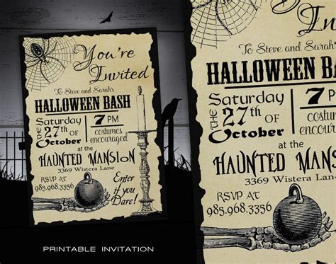 Free Halloween Party Invitations Templates for Adults