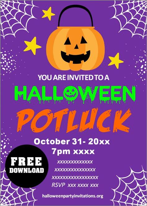 Halloween Potluck Sign-up Sheet Template 1