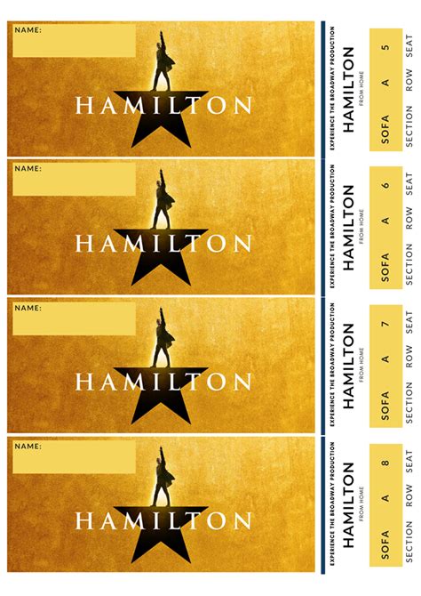 Hamilton Tickets Printable Tickets