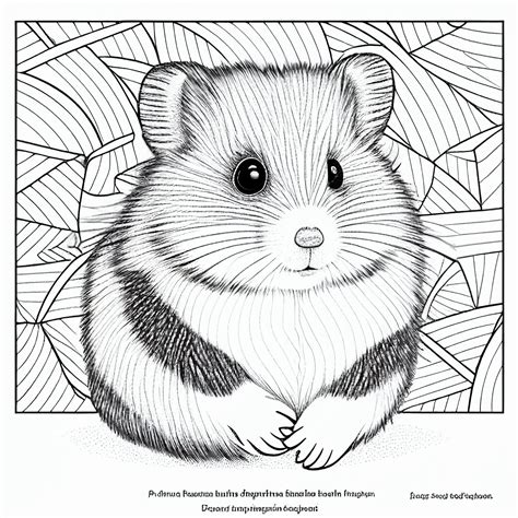 A detailed hamster coloring page designed for adults, featuring a realistic hamster and intricate patterns