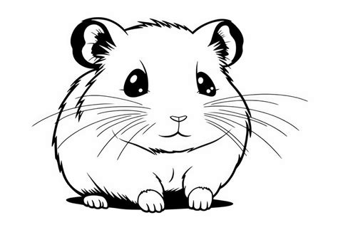 A hamster coloring page designed for kids, featuring a cute hamster and various toys