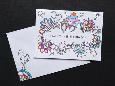 Hand-drawn birthday card ideas with doodles