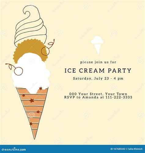 Hand-Drawn Ice Cream Invitations