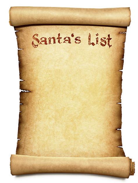 A hand-drawn Santa's List Scroll template, featuring a playful, whimsical design