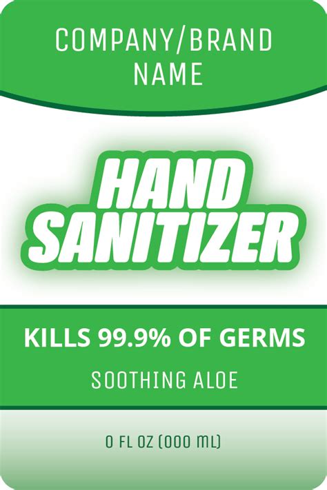 Hand sanitizer label with warning template