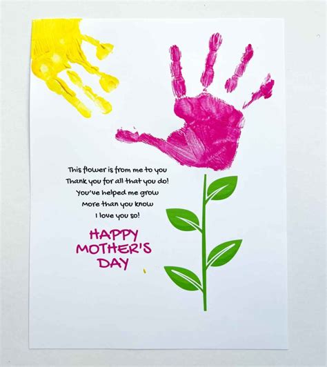 Image of a handprint Mothers Day poem printable