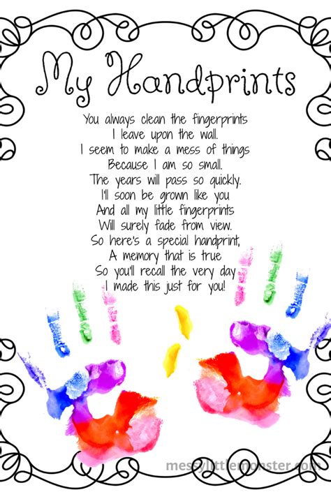 Handprint Poem Printable for Kids and Parents