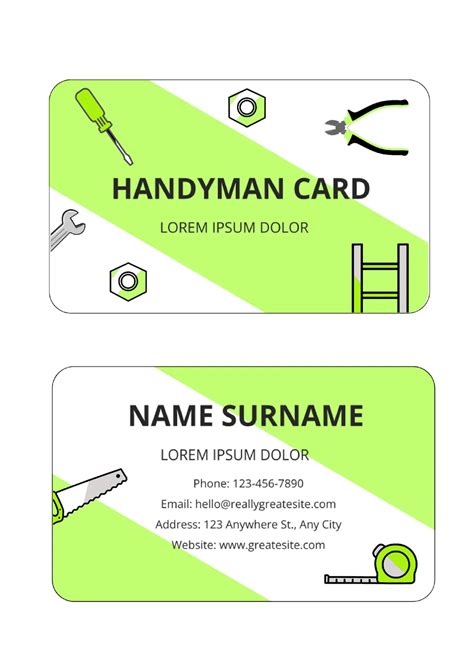 Handyman Business Card Template 5