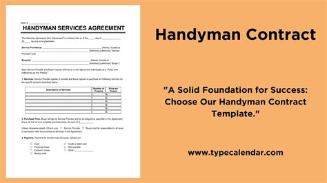 Handyman Contract Template Inclusions