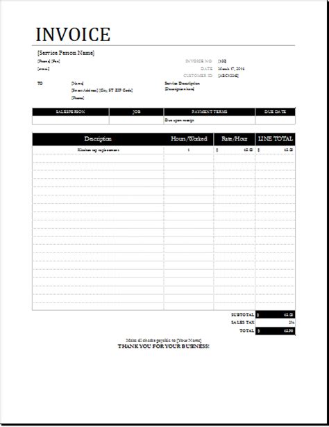 Handyman Receipt Template