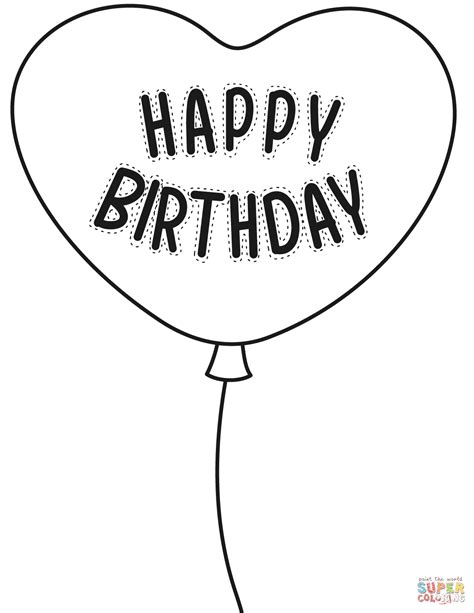 Happy birthday balloons coloring page